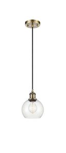 Cord Hung 6" Athens Mini Pendant - Globe-Orb Clear Glass - Choice of Finish And Incandesent Or LED Bulbs