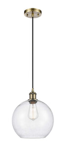 Cord Hung 10" Athens Mini Pendant - Globe-Orb Seedy Glass - Choice of Finish And Incandesent Or LED Bulbs