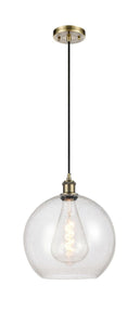 Cord Hung 11.75" Athens Pendant - Globe-Orb Seedy Glass - Choice of Finish And Incandesent Or LED Bulbs