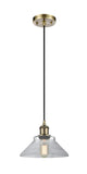 Cord Hung 8.375" Orwell Mini Pendant - Cone Clear Glass - Choice of Finish And Incandesent Or LED Bulbs