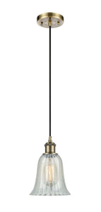 Cord Hung 6.25" Hanover Mini Pendant - Bell-Urn Mouchette Glass - Choice of Finish And Incandesent Or LED Bulbs