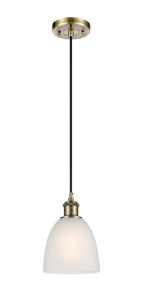 Cord Hung 6" Castile Mini Pendant - Dome White Glass - Choice of Finish And Incandesent Or LED Bulbs