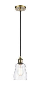 Cord Hung 4.5" Ellery Mini Pendant - Bell-Urn Clear Glass - Choice of Finish And Incandesent Or LED Bulbs