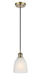 Cord Hung 5.75" Brookfield Mini Pendant - Drum White Glass - Choice of Finish And Incandesent Or LED Bulbs