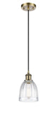 Cord Hung 5.75" Brookfield Mini Pendant - Drum Clear Glass - Choice of Finish And Incandesent Or LED Bulbs
