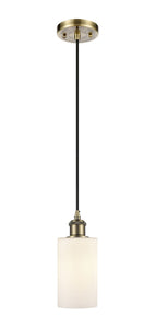 Cord Hung 3.875" Antique Brass Mini Pendant - Matte White Clymer Glass LED