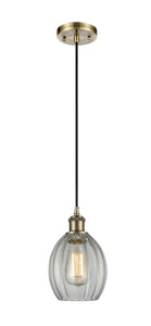 Cord Hung 6" Antique Brass Mini Pendant - Clear Eaton Glass LED