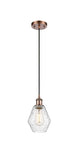 516-1P-AC-G654-6 Cord Hung 6" Antique Copper Mini Pendant - Seedy Cindyrella 6" Glass - LED Bulb - Dimmensions: 6 x 6 x 10<br>Minimum Height : 13<br>Maximum Height : 130 - Sloped Ceiling Compatible: Yes
