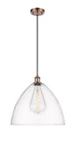 516-1P-AC-GBD-162 1-Light 16" Antique Copper Pendant - Matte White Ballston Dome Glass - LED Bulb - Dimmensions: 16 x 16 x 18.75<br>Minimum Height : 21.75<br>Maximum Height : 138.75 - Sloped Ceiling Compatible: Yes
