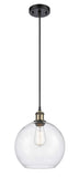 516-1P-BAB-G124-10 Cord Hung 10" Black Antique Brass Mini Pendant - Seedy Large Athens Glass - LED Bulb - Dimmensions: 10 x 10 x 13<br>Minimum Height : 15.75<br>Maximum Height : 133.75 - Sloped Ceiling Compatible: Yes