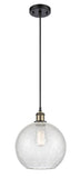 516-1P-BAB-G125-10 Cord Hung 10" Black Antique Brass Mini Pendant - Clear Crackle Large Athens Glass - LED Bulb - Dimmensions: 10 x 10 x 13<br>Minimum Height : 15.75<br>Maximum Height : 133.75 - Sloped Ceiling Compatible: Yes