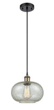 516-1P-BAB-G249 Cord Hung 9.5" Black Antique Brass Mini Pendant - Mica Gorham Glass - LED Bulb - Dimmensions: 9.5 x 9.5 x 11<br>Minimum Height : 13.75<br>Maximum Height : 131.75 - Sloped Ceiling Compatible: Yes