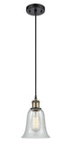 516-1P-BAB-G2812 Cord Hung 6.25" Black Antique Brass Mini Pendant - Fishnet Hanover Glass - LED Bulb - Dimmensions: 6.25 x 6.25 x 12<br>Minimum Height : 14.75<br>Maximum Height : 132.75 - Sloped Ceiling Compatible: Yes