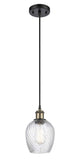 516-1P-BAB-G292 Cord Hung 5" Black Antique Brass Mini Pendant - Clear Spiral Fluted Salina Glass - LED Bulb - Dimmensions: 5 x 5 x 10<br>Minimum Height : 12.75<br>Maximum Height : 130.75 - Sloped Ceiling Compatible: Yes