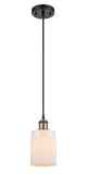 516-1P-BAB-G341 Cord Hung 4.5" Black Antique Brass Mini Pendant - Matte White Hadley Glass - LED Bulb - Dimmensions: 4.5 x 4.5 x 8<br>Minimum Height : 12.75<br>Maximum Height : 130.75 - Sloped Ceiling Compatible: Yes