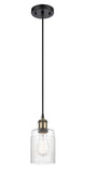 516-1P-BAB-G342 Cord Hung 4.5" Black Antique Brass Mini Pendant - Clear Hadley Glass - LED Bulb - Dimmensions: 4.5 x 4.5 x 8<br>Minimum Height : 12.75<br>Maximum Height : 130.75 - Sloped Ceiling Compatible: Yes