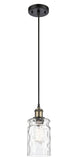 516-1P-BAB-G352 Cord Hung 4.75" Black Antique Brass Mini Pendant - Clear Waterglass Candor Glass - LED Bulb - Dimmensions: 4.75 x 4.75 x 9.5<br>Minimum Height : 13.75<br>Maximum Height : 131.75 - Sloped Ceiling Compatible: Yes