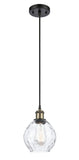 516-1P-BAB-G362 Cord Hung 6" Black Antique Brass Mini Pendant - Clear Small Waverly Glass - LED Bulb - Dimmensions: 6 x 6 x 9<br>Minimum Height : 12.75<br>Maximum Height : 130.75 - Sloped Ceiling Compatible: Yes