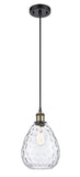 516-1P-BAB-G372 Cord Hung 8" Black Antique Brass Mini Pendant - Clear Large Waverly Glass - LED Bulb - Dimmensions: 8 x 8 x 12<br>Minimum Height : 15.75<br>Maximum Height : 131.75 - Sloped Ceiling Compatible: Yes