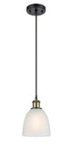 516-1P-BAB-G381 Cord Hung 6" Black Antique Brass Mini Pendant - White Castile Glass - LED Bulb - Dimmensions: 6 x 6 x 9<br>Minimum Height : 12.75<br>Maximum Height : 130.75 - Sloped Ceiling Compatible: Yes