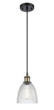 516-1P-BAB-G382 Cord Hung 6" Black Antique Brass Mini Pendant - Clear Castile Glass - LED Bulb - Dimmensions: 6 x 6 x 9<br>Minimum Height : 12.75<br>Maximum Height : 130.75 - Sloped Ceiling Compatible: Yes