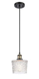 516-1P-BAB-G402 Cord Hung 6.5" Black Antique Brass Mini Pendant - Clear Niagra Glass - LED Bulb - Dimmensions: 6.5 x 6.5 x 8.5<br>Minimum Height : 11.25<br>Maximum Height : 129.25 - Sloped Ceiling Compatible: Yes