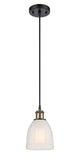 516-1P-BAB-G441 Cord Hung 5.75" Black Antique Brass Mini Pendant - White Brookfield Glass - LED Bulb - Dimmensions: 5.75 x 5.75 x 8<br>Minimum Height : 12.75<br>Maximum Height : 130.75 - Sloped Ceiling Compatible: Yes