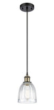 516-1P-BAB-G442 Cord Hung 5.75" Black Antique Brass Mini Pendant - Clear Brookfield Glass - LED Bulb - Dimmensions: 5.75 x 5.75 x 8<br>Minimum Height : 12.75<br>Maximum Height : 130.75 - Sloped Ceiling Compatible: Yes