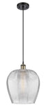 516-1P-BAB-G462-12 Cord Hung 11.75" Black Antique Brass Mini Pendant - Clear Norfolk Glass - LED Bulb - Dimmensions: 11.75 x 11.75 x 16.125<br>Minimum Height : 19.125<br>Maximum Height : 136.125 - Sloped Ceiling Compatible: Yes