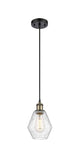 516-1P-BAB-G654-6 Cord Hung 6" Black Antique Brass Mini Pendant - Seedy Cindyrella 6" Glass - LED Bulb - Dimmensions: 6 x 6 x 10<br>Minimum Height : 13<br>Maximum Height : 130 - Sloped Ceiling Compatible: Yes