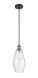 516-1P-BAB-G654-7 Cord Hung 7" Black Antique Brass Mini Pendant - Seedy Cindyrella 7" Glass - LED Bulb - Dimmensions: 7 x 7 x 14.5<br>Minimum Height : 17.5<br>Maximum Height : 134.5 - Sloped Ceiling Compatible: Yes