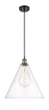 516-1P-BAB-GBC-162 1-Light 16" Black Antique Brass Pendant - Cased Matte White Ballston Cone Glass - LED Bulb - Dimmensions: 16 x 16 x 18.75<br>Minimum Height : 21.75<br>Maximum Height : 138.75 - Sloped Ceiling Compatible: Yes
