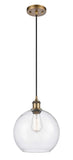 516-1P-BB-G124-10 Cord Hung 10" Brushed Brass Mini Pendant - Seedy Large Athens Glass - LED Bulb - Dimmensions: 10 x 10 x 13<br>Minimum Height : 15.75<br>Maximum Height : 133.75 - Sloped Ceiling Compatible: Yes