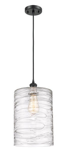 Cord Hung 9" Matte Black Mini Pendant - Deco Swirl Large Cobbleskill LED