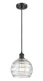 516-1P-BK-G1213-8-LED 8" Cord Hung Matte Black LED Mini Pendant LED Bulbs Included
