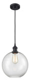 516-1P-BK-G122-10 Cord Hung 10" Matte Black Mini Pendant - Clear Large Athens Glass - LED Bulb - Dimmensions: 10 x 10 x 13<br>Minimum Height : 15.75<br>Maximum Height : 133.75 - Sloped Ceiling Compatible: Yes
