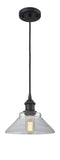 516-1P-BK-G132 Cord Hung 8.375" Matte Black Mini Pendant - Clear Orwell Glass - LED Bulb - Dimmensions: 8.375 x 8.375 x 6.5<br>Minimum Height : 10.75<br>Maximum Height : 128.75 - Sloped Ceiling Compatible: Yes