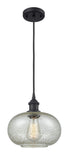 516-1P-BK-G249 Cord Hung 9.5" Matte Black Mini Pendant - Mica Gorham Glass - LED Bulb - Dimmensions: 9.5 x 9.5 x 11<br>Minimum Height : 13.75<br>Maximum Height : 131.75 - Sloped Ceiling Compatible: Yes