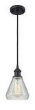 516-1P-BK-G275 Cord Hung 6" Matte Black Mini Pendant - Clear Crackle Conesus Glass - LED Bulb - Dimmensions: 6 x 6 x 10<br>Minimum Height : 13.75<br>Maximum Height : 131.75 - Sloped Ceiling Compatible: Yes