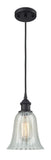 516-1P-BK-G2811 Cord Hung 6.25" Matte Black Mini Pendant - Mouchette Hanover Glass - LED Bulb - Dimmensions: 6.25 x 6.25 x 12<br>Minimum Height : 14.75<br>Maximum Height : 132.75 - Sloped Ceiling Compatible: Yes