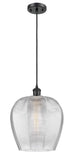516-1P-BK-G462-12 Cord Hung 11.75" Matte Black Mini Pendant - Clear Norfolk Glass - LED Bulb - Dimmensions: 11.75 x 11.75 x 16.125<br>Minimum Height : 19.125<br>Maximum Height : 136.125 - Sloped Ceiling Compatible: Yes