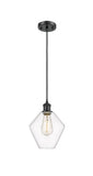 516-1P-BK-G652-8 Cord Hung 8" Matte Black Mini Pendant - Clear Cindyrella 8" Glass - LED Bulb - Dimmensions: 8 x 8 x 11<br>Minimum Height : 14<br>Maximum Height : 131 - Sloped Ceiling Compatible: Yes