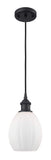516-1P-BK-G81 Cord Hung 6" Matte Black Mini Pendant - Matte White Eaton Glass - LED Bulb - Dimmensions: 6 x 6 x 9.5<br>Minimum Height : 13.75<br>Maximum Height : 131.75 - Sloped Ceiling Compatible: Yes