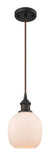 516-1P-OB-G101 Cord Hung 6" Oil Rubbed Bronze Mini Pendant - Matte White Belfast Glass - LED Bulb - Dimmensions: 6 x 6 x 9<br>Minimum Height : 12.75<br>Maximum Height : 130.75 - Sloped Ceiling Compatible: Yes