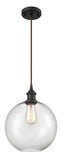 516-1P-OB-G122-10 Cord Hung 10" Oil Rubbed Bronze Mini Pendant - Clear Large Athens Glass - LED Bulb - Dimmensions: 10 x 10 x 13<br>Minimum Height : 15.75<br>Maximum Height : 133.75 - Sloped Ceiling Compatible: Yes