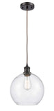 516-1P-OB-G124-10 Cord Hung 10" Oil Rubbed Bronze Mini Pendant - Seedy Large Athens Glass - LED Bulb - Dimmensions: 10 x 10 x 13<br>Minimum Height : 15.75<br>Maximum Height : 133.75 - Sloped Ceiling Compatible: Yes