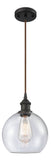 516-1P-OB-G124-8 Cord Hung 8" Oil Rubbed Bronze Mini Pendant - Seedy Athens Glass - LED Bulb - Dimmensions: 8 x 8 x 10<br>Minimum Height : 13.75<br>Maximum Height : 131.75 - Sloped Ceiling Compatible: Yes