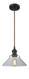 516-1P-OB-G132 Cord Hung 8.375" Oil Rubbed Bronze Mini Pendant - Clear Orwell Glass - LED Bulb - Dimmensions: 8.375 x 8.375 x 6.5<br>Minimum Height : 10.75<br>Maximum Height : 128.75 - Sloped Ceiling Compatible: Yes