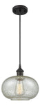 516-1P-OB-G249 Cord Hung 9.5" Oil Rubbed Bronze Mini Pendant - Mica Gorham Glass - LED Bulb - Dimmensions: 9.5 x 9.5 x 11<br>Minimum Height : 13.75<br>Maximum Height : 131.75 - Sloped Ceiling Compatible: Yes