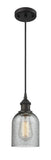 516-1P-OB-G257 Cord Hung 5" Oil Rubbed Bronze Mini Pendant - Charcoal Caledonia Glass - LED Bulb - Dimmensions: 5 x 5 x 10<br>Minimum Height : 12.75<br>Maximum Height : 130.75 - Sloped Ceiling Compatible: Yes